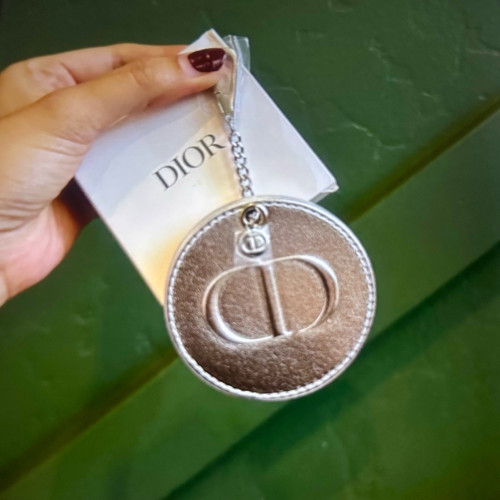 Dior Metallic Silver Key Holder with mirror NIB